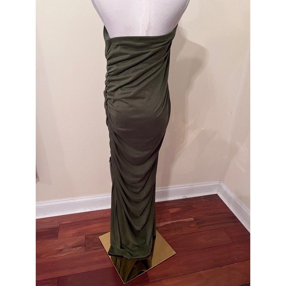 Celandine Gabbie Olive Green Ruched Strapless Maxi Dress Plus Size 3X Gown - Picture 9 of 9